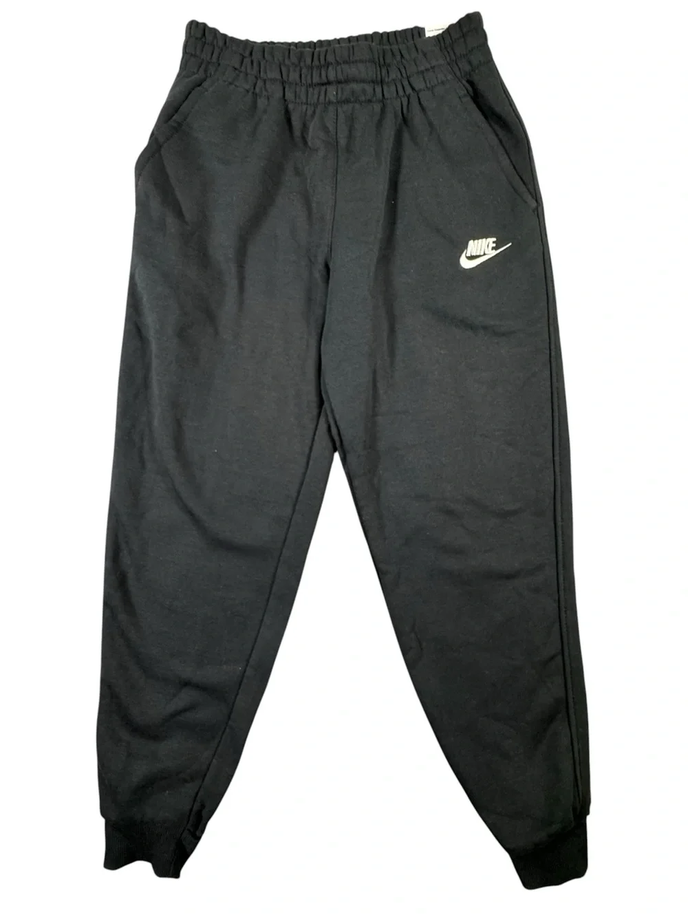 Nike Black Jogger Sweatpants with White Swoosh - Kids